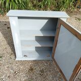 Solid gray wood cabinet with mirror door