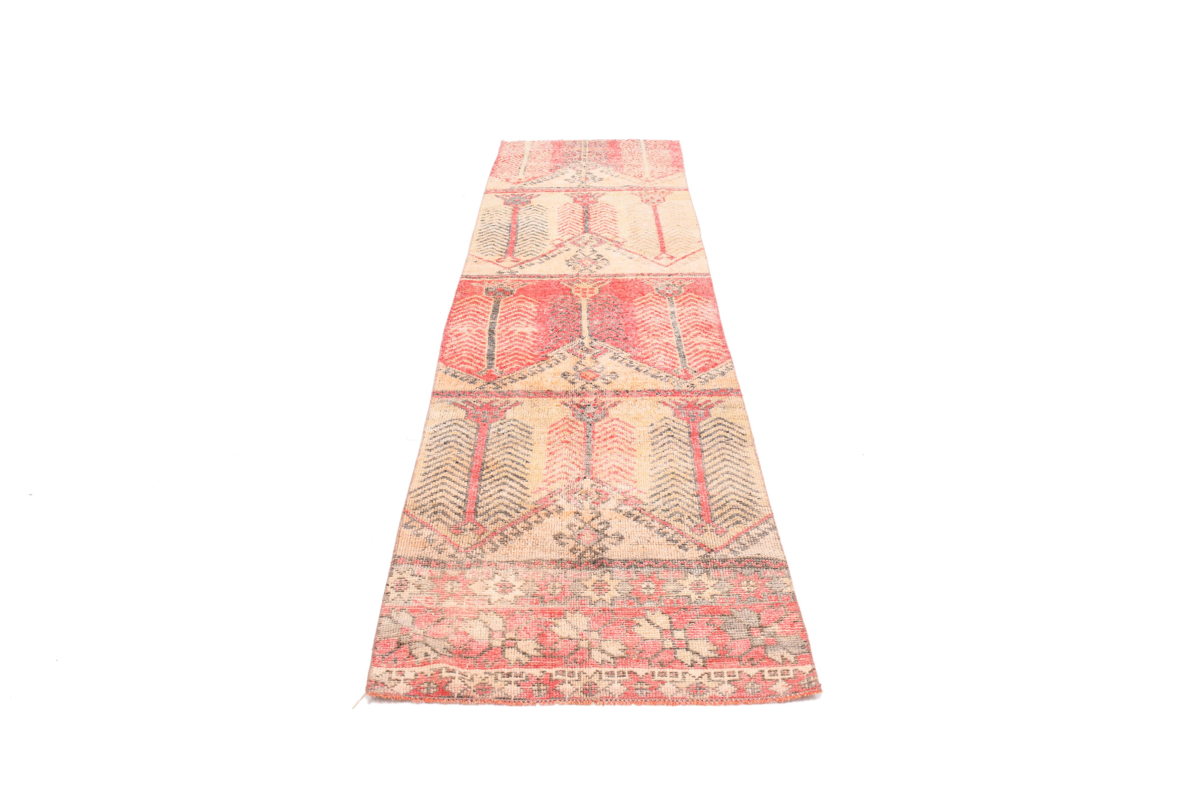 3x10 Red & Cream Hallway Persian Runner Rug, 80x301Cm