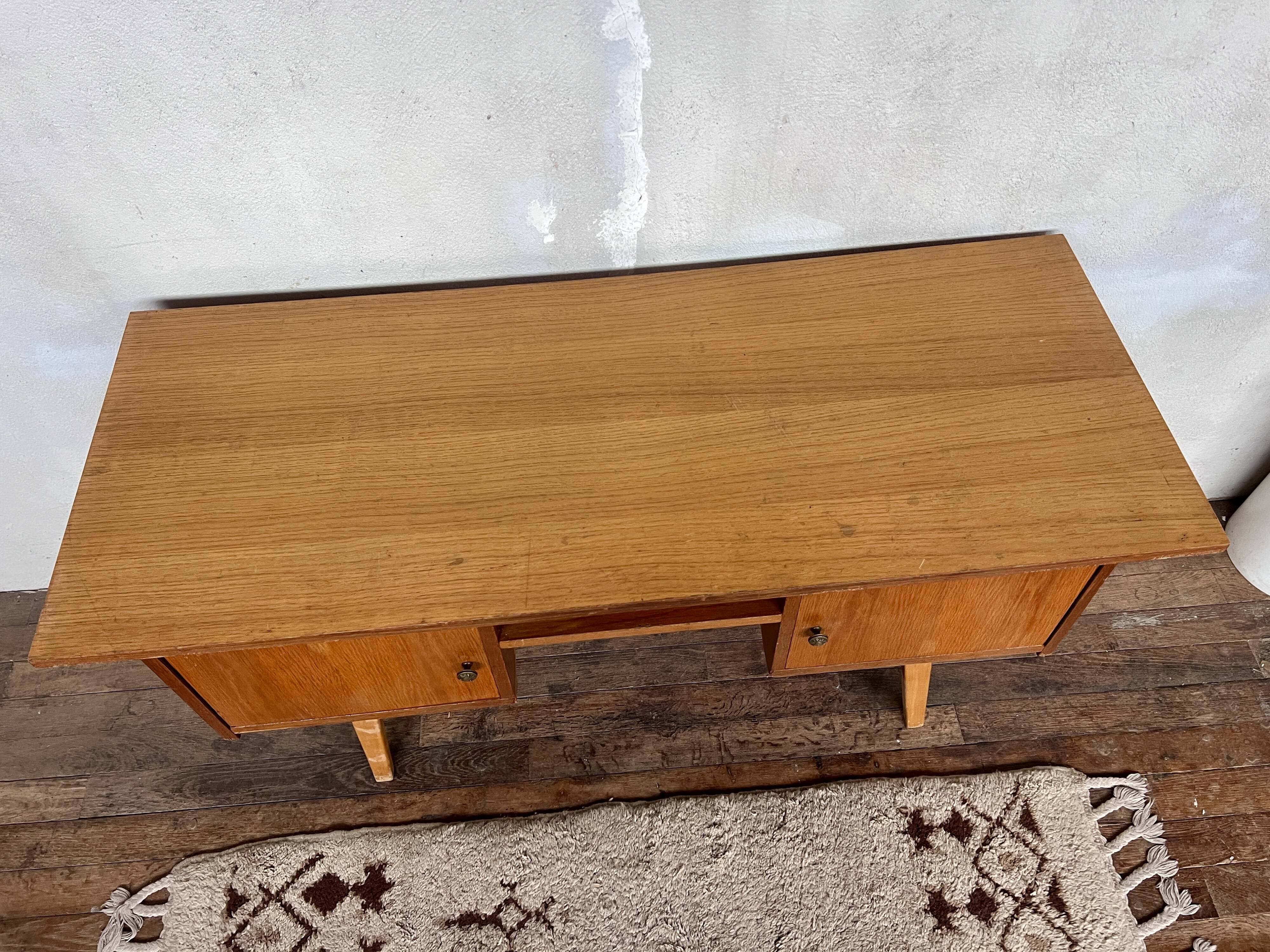 vintage oak desk with a Scandinavian look