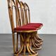 Rattan and fabric chairs, 60s-70s, set of 4