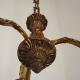 French Antique Art Nouveau Style 3-Light Quality Bronze Chandelier