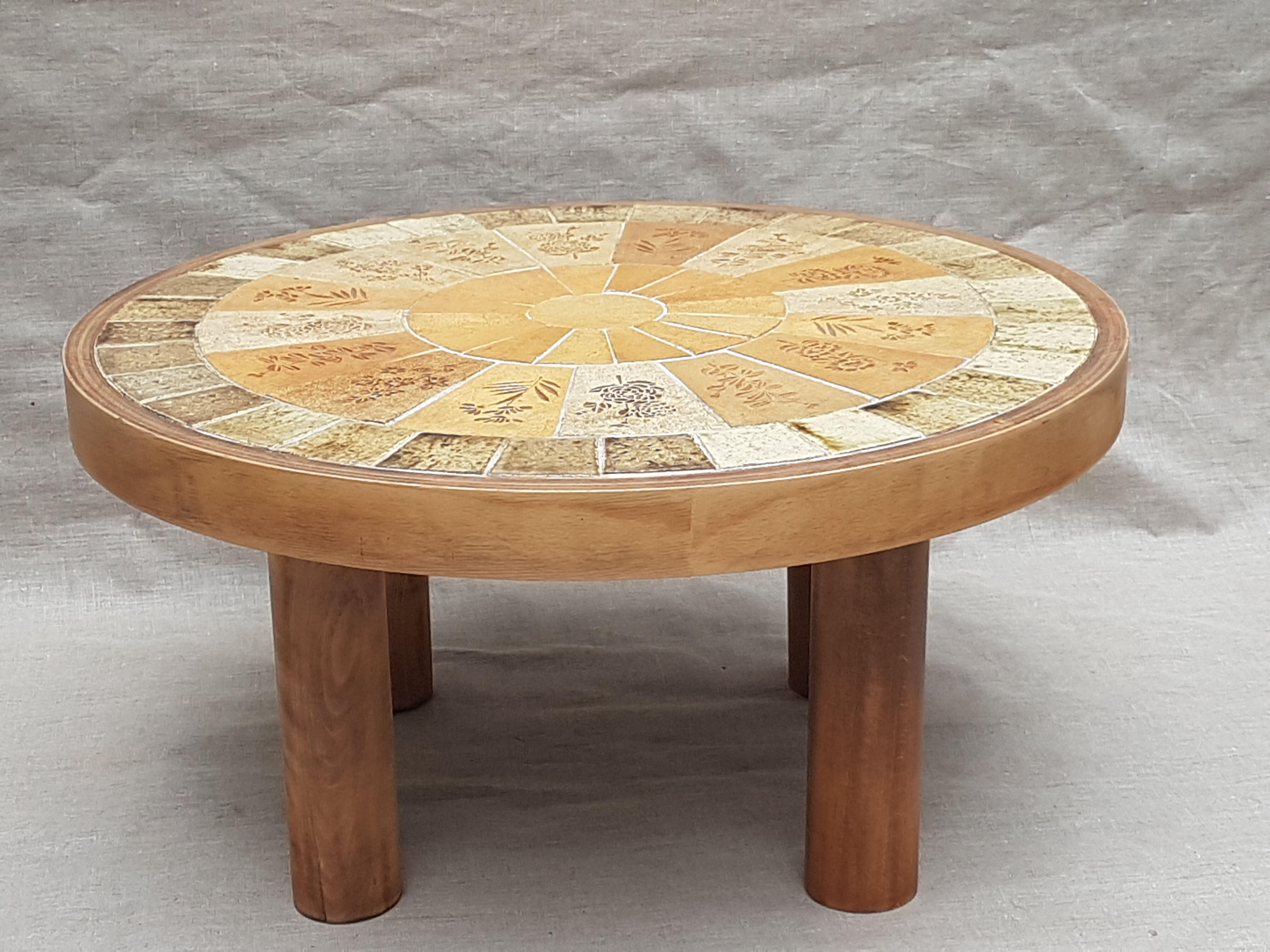 Vintage ceramic coffee table by Vallauris by R Leduc