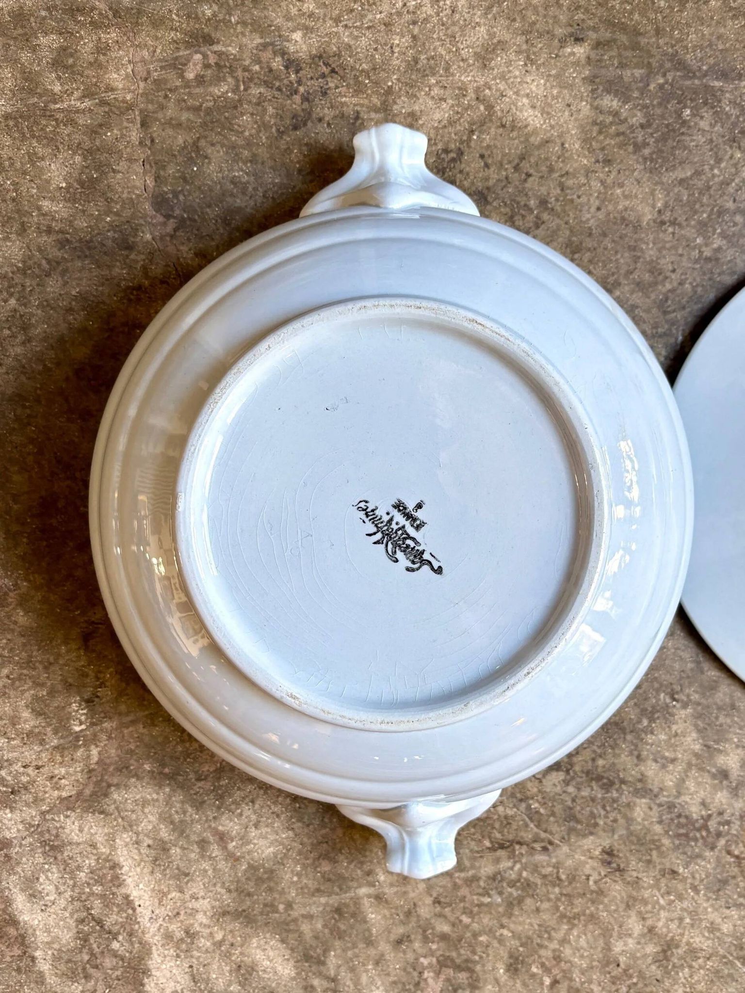 Sarreguemines blue earthenware soup tureen