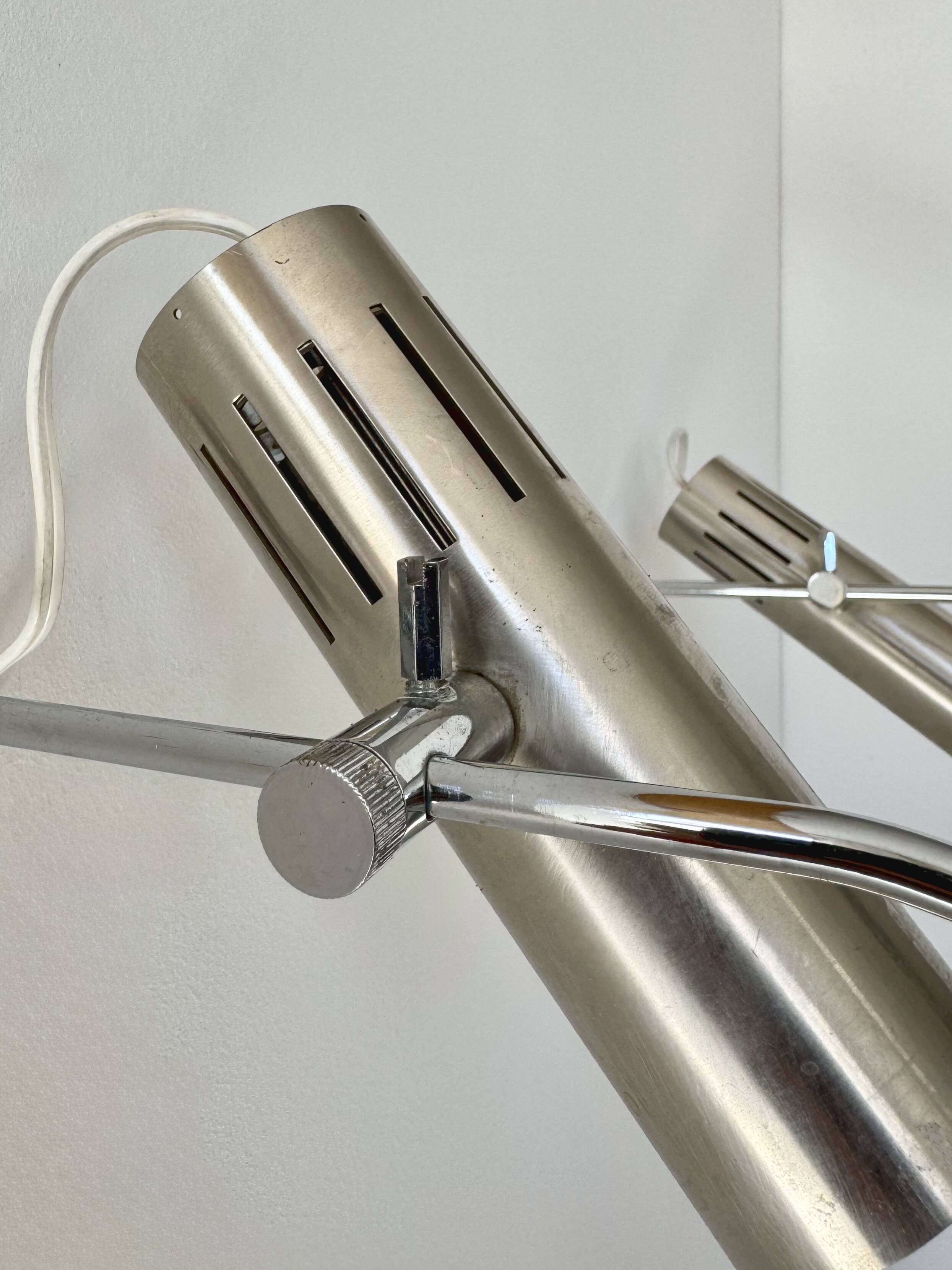 Pair of vintage wall sconces by Alain Richard, metal and aluminium, France.