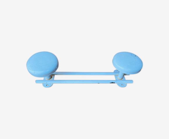 Metal wall coat rack 2 white hooks 60s.