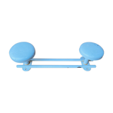 Metal wall coat rack 2 white hooks 60s.