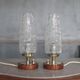 Pair of vintage lamps, bedside lamps, oblong glass globe lamps