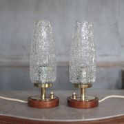 Pair of vintage lamps, bedside lamps, oblong glass globe lamps