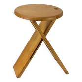 Folding wooden stool