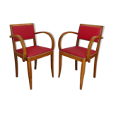Pair of bridge chairs in red skai