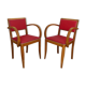 Pair of bridge chairs in red skai