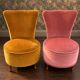 Chauffeuse vintage jaune moutarde en velours – une touche de soleil