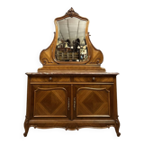 Superb Louis XV style chest of drawers with psyche doors in walnut marquetry circa 1880