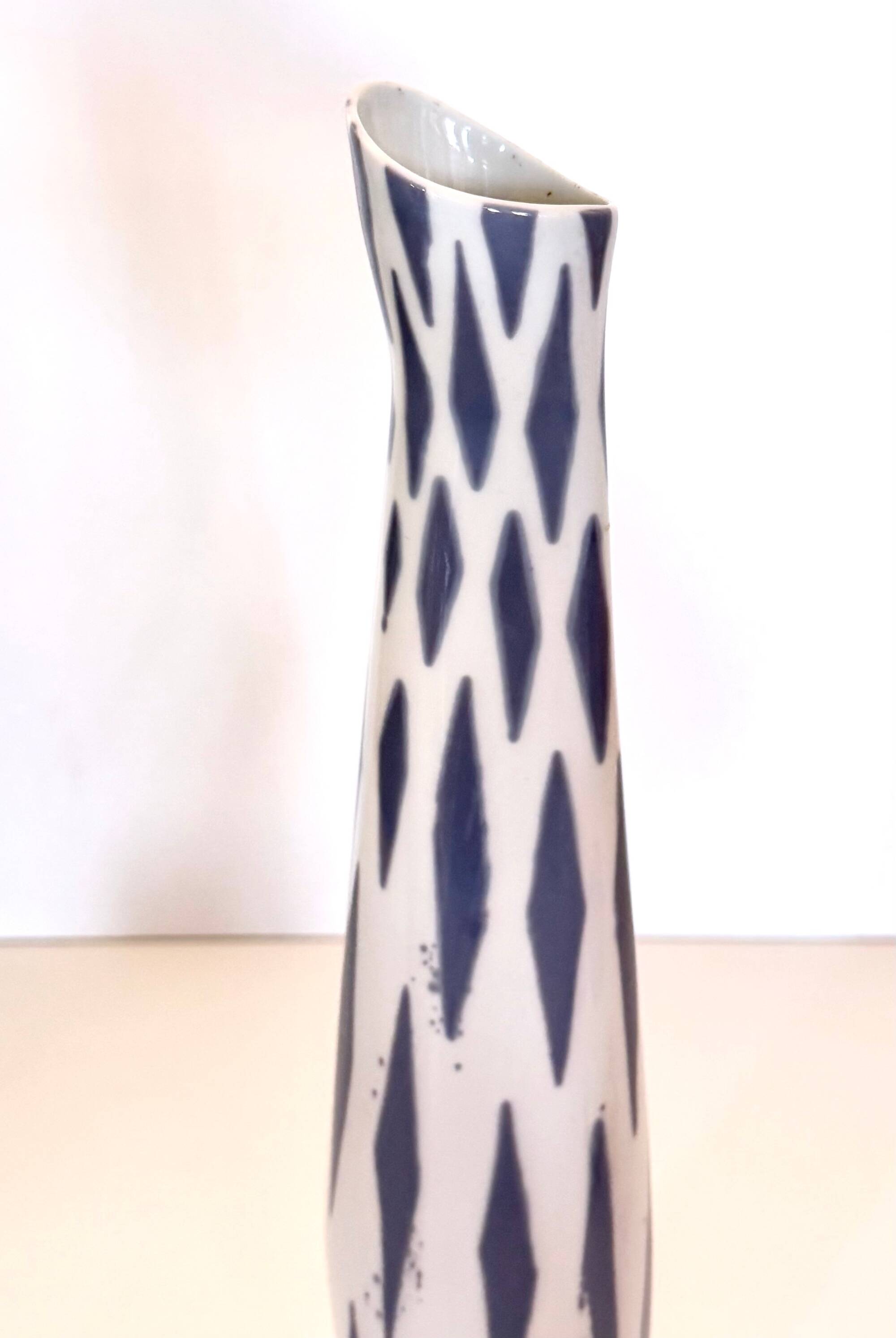 White and Blue Porcelain Vase by Jindřich Marek for Royal Dux, Czech Republ