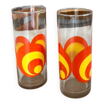 Orange and yellow seventies water glasses