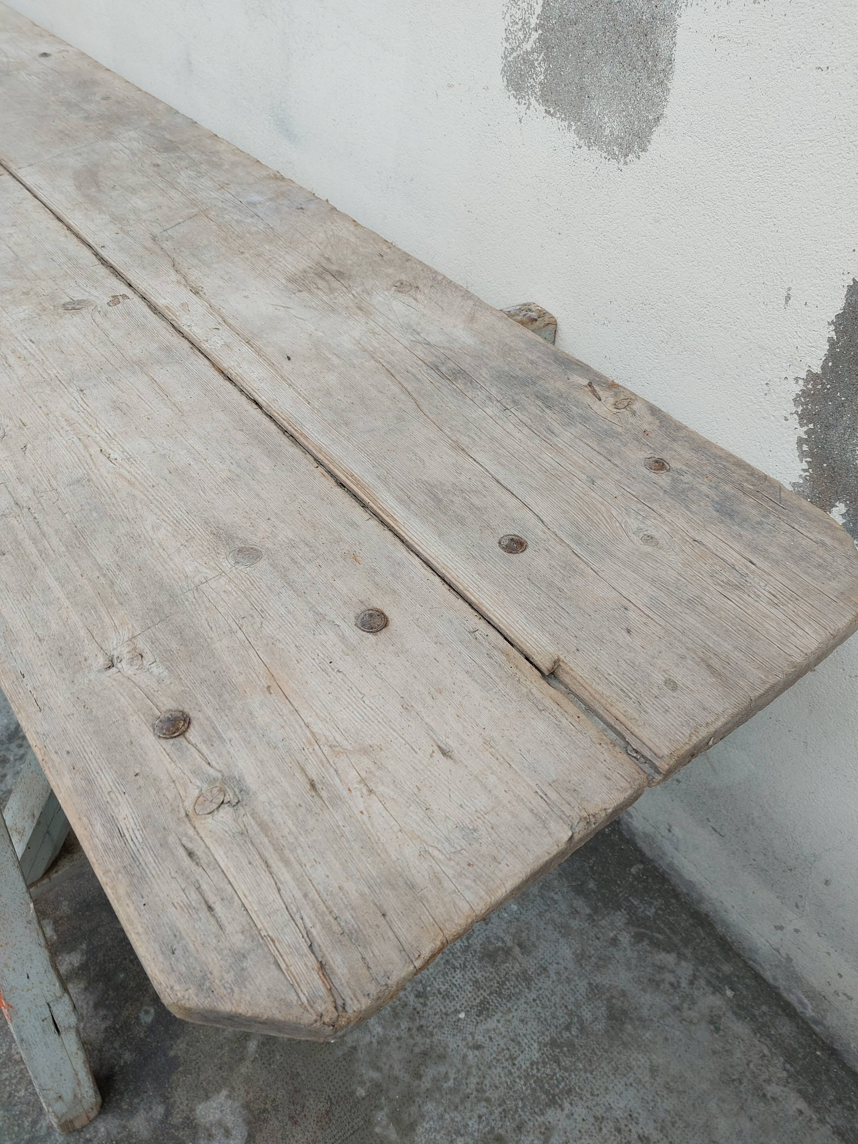 Workshop table in old wood 1950 -3m50