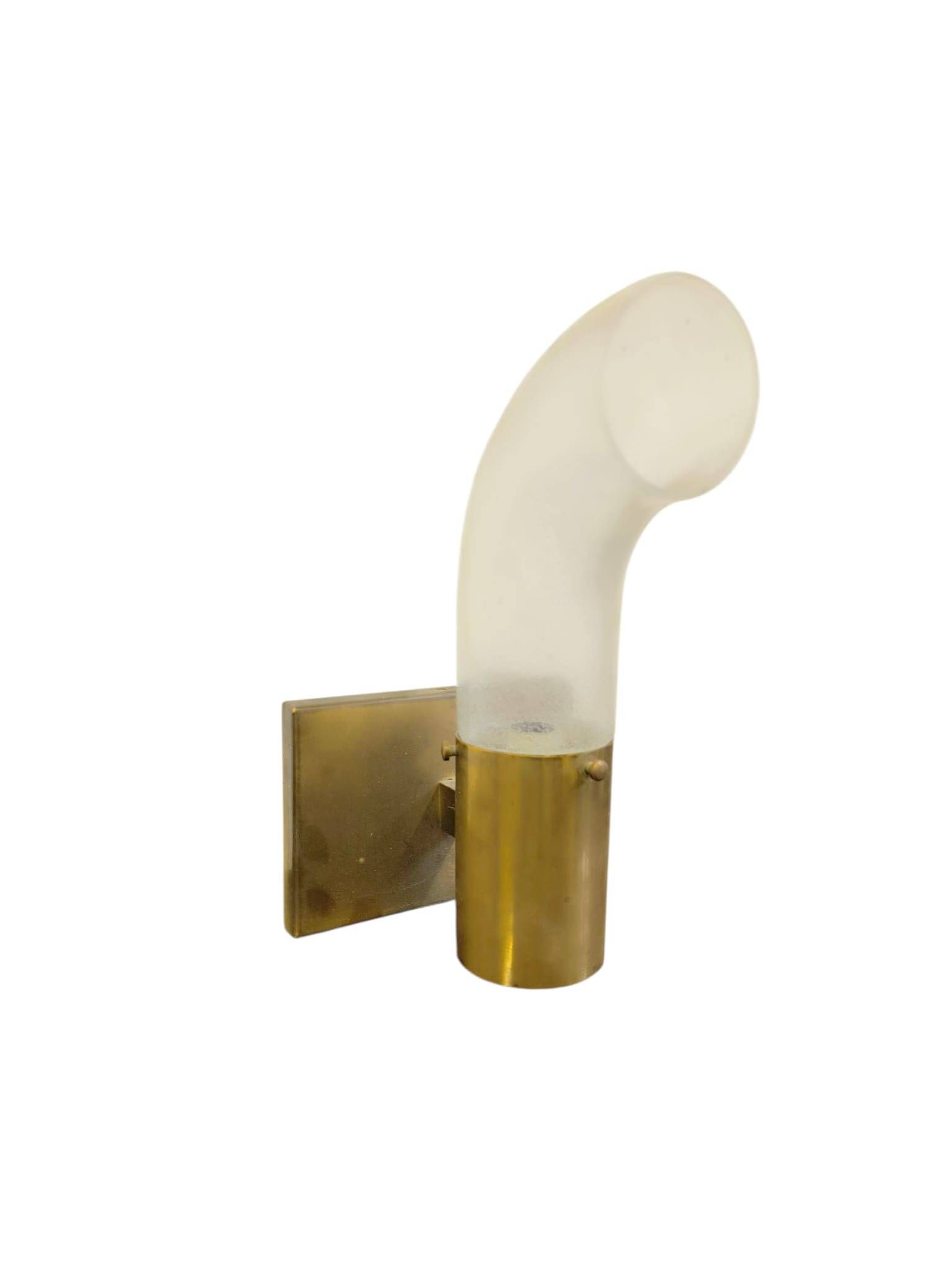 Brass and Pulegoso Glass Wall Lamp attributed to Aldo Nason for Mazzega 1960s