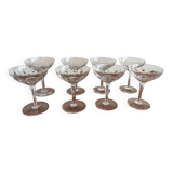 8 Coupes À Champagne En Cristal Val Saint Lambert Modèle Nestor.   Pa