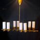 Mid-century, brass chandelier, height opalines, france