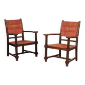 Pair of armchairs in the style of Charles Dudouyt, 1950.