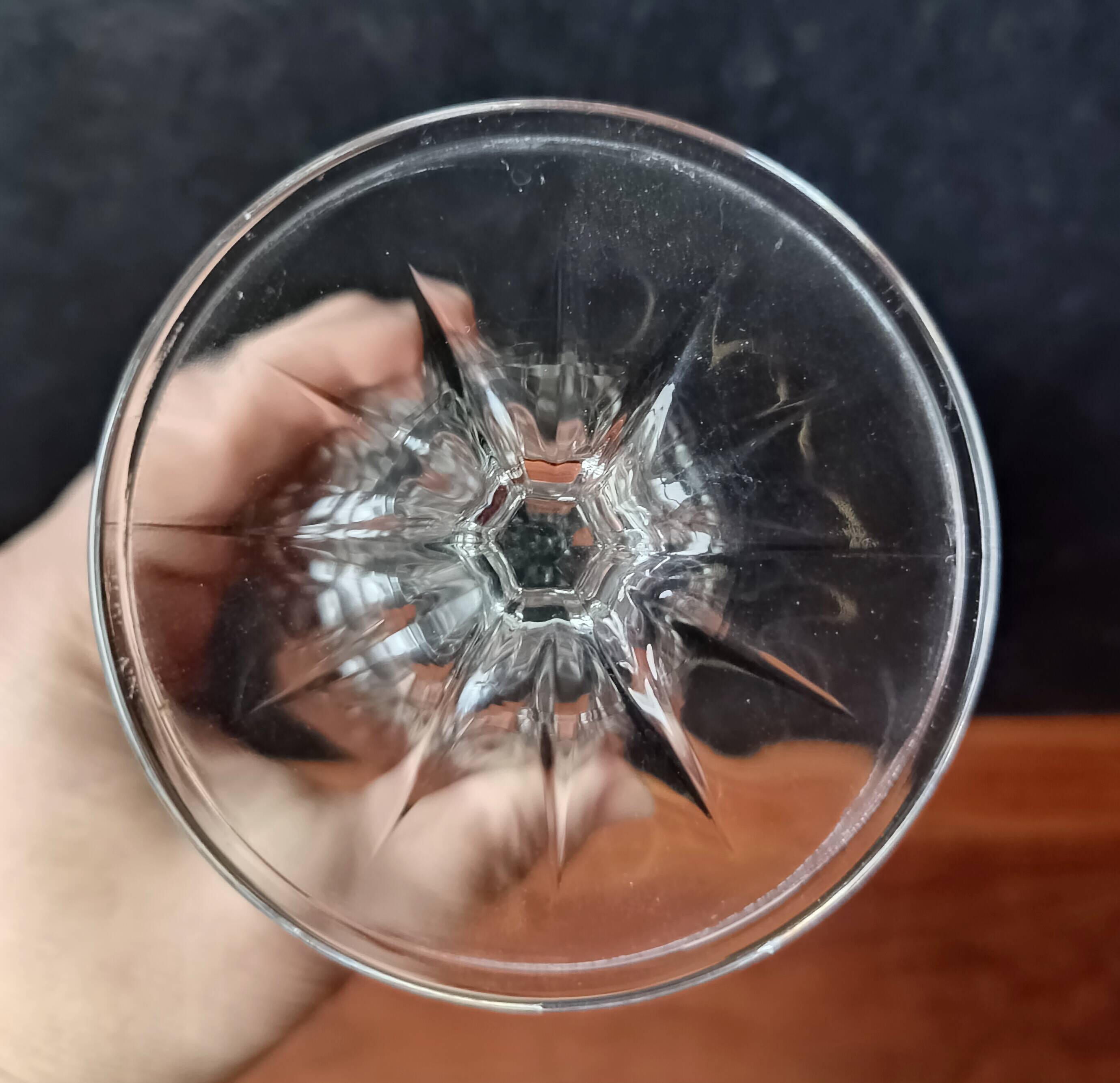 6 large champagne glasses vmc reims "champagne" pattern vintage france