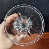 6 large champagne glasses vmc reims "champagne" pattern vintage france