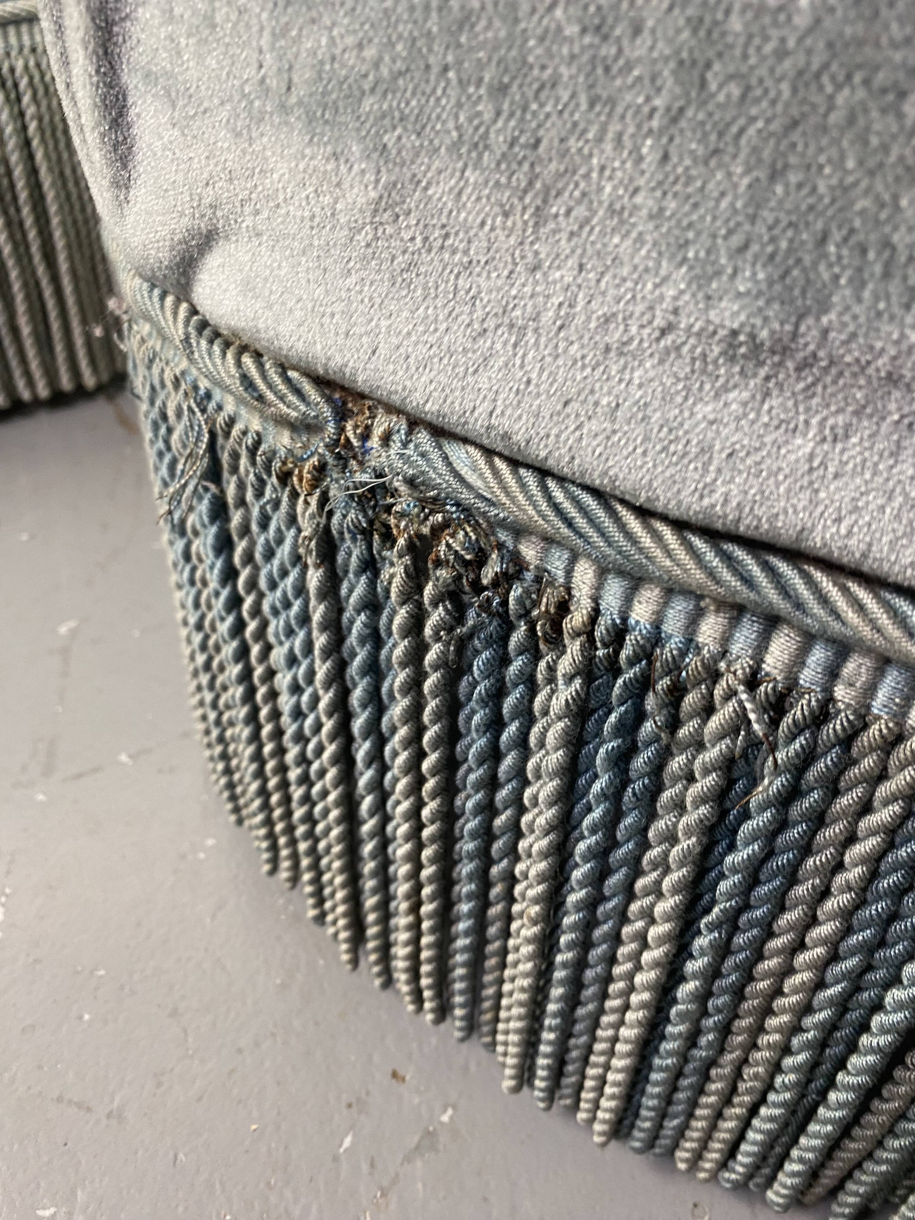 Blue toad armchair and its footrest