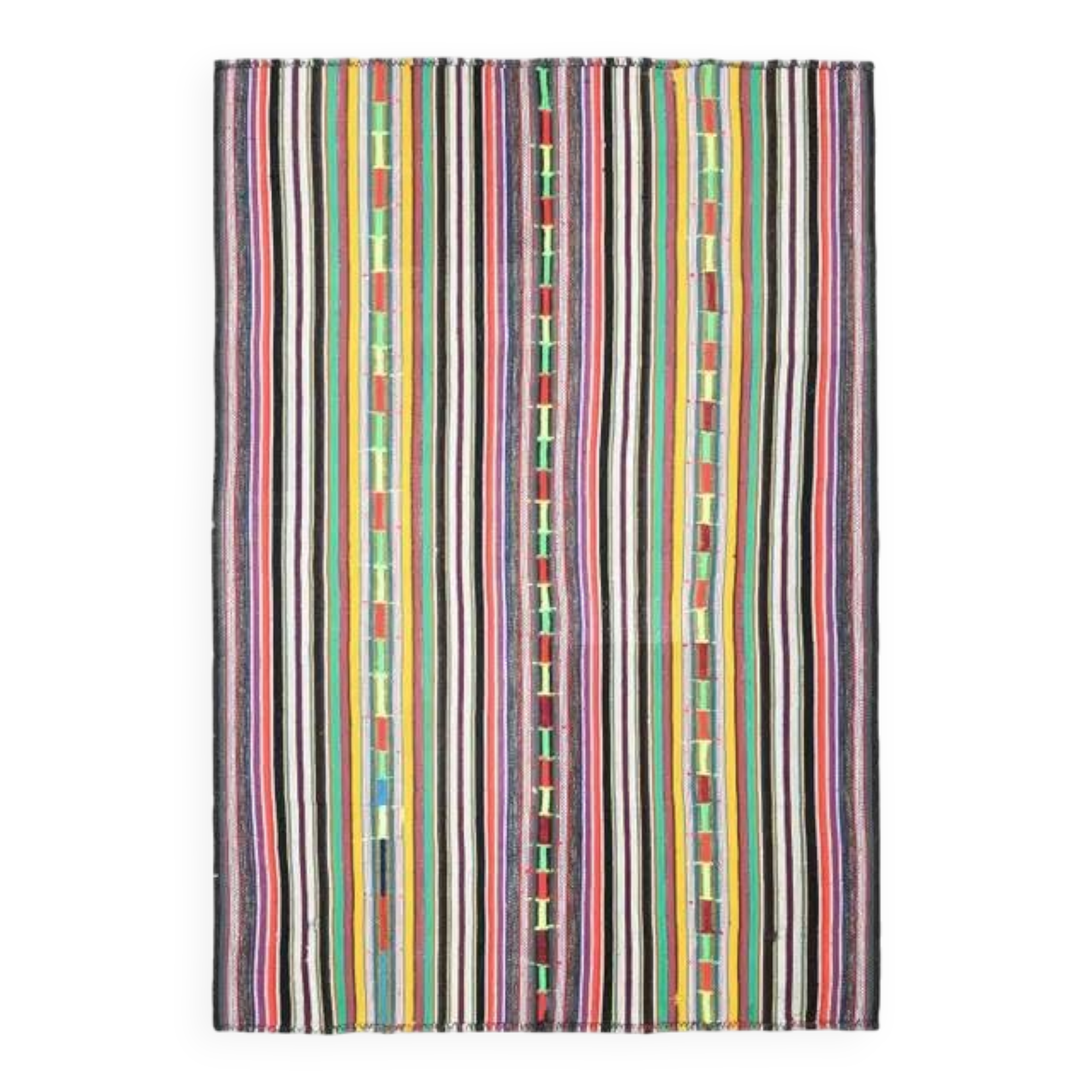 1970s Vintage Turkish Oushak Handmade Wool Cotton Yellow Area Rug 185x267