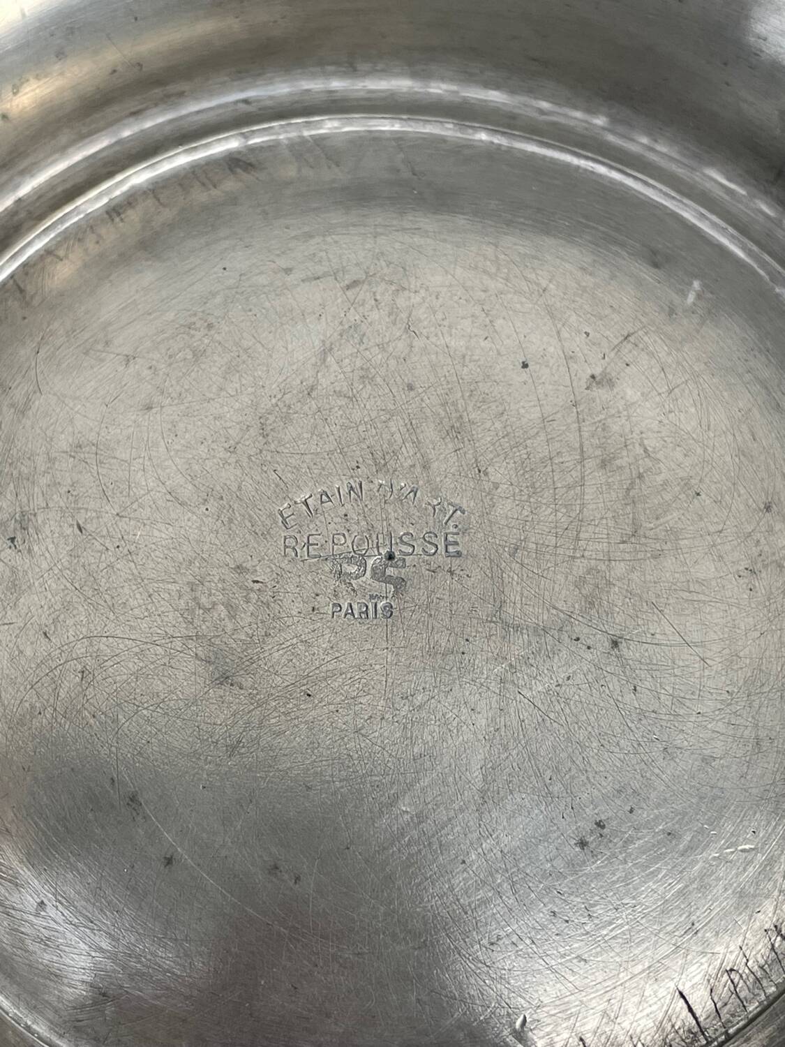Signed metal salad bowl