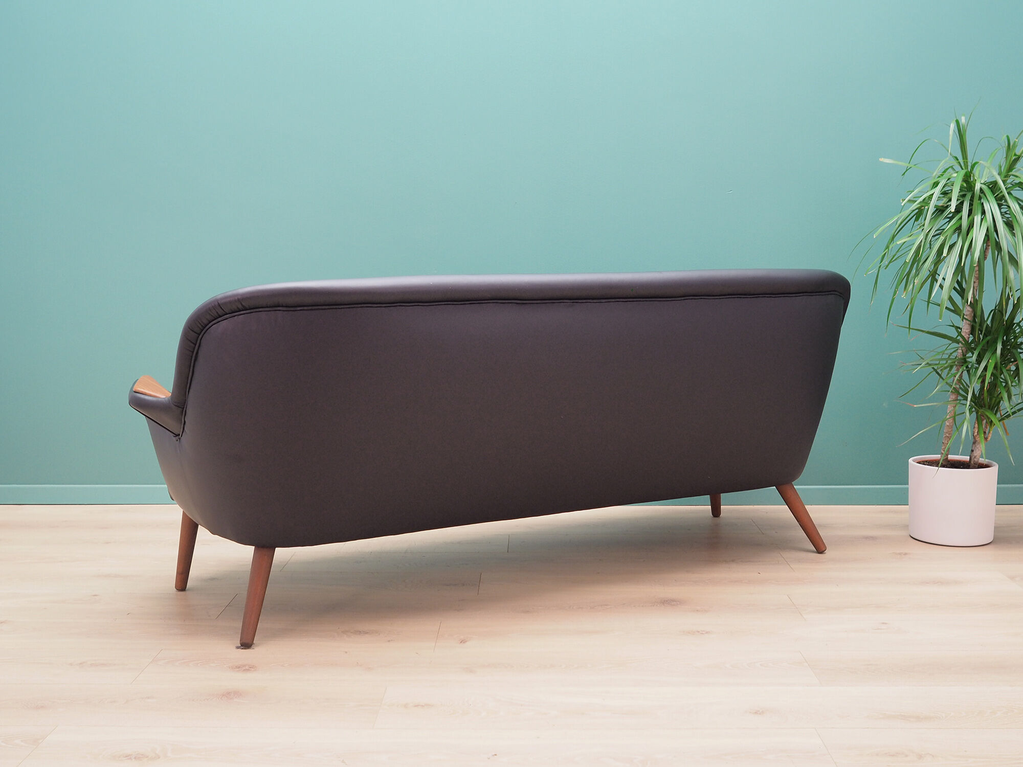 Sofa black leather, Danish design, 70's