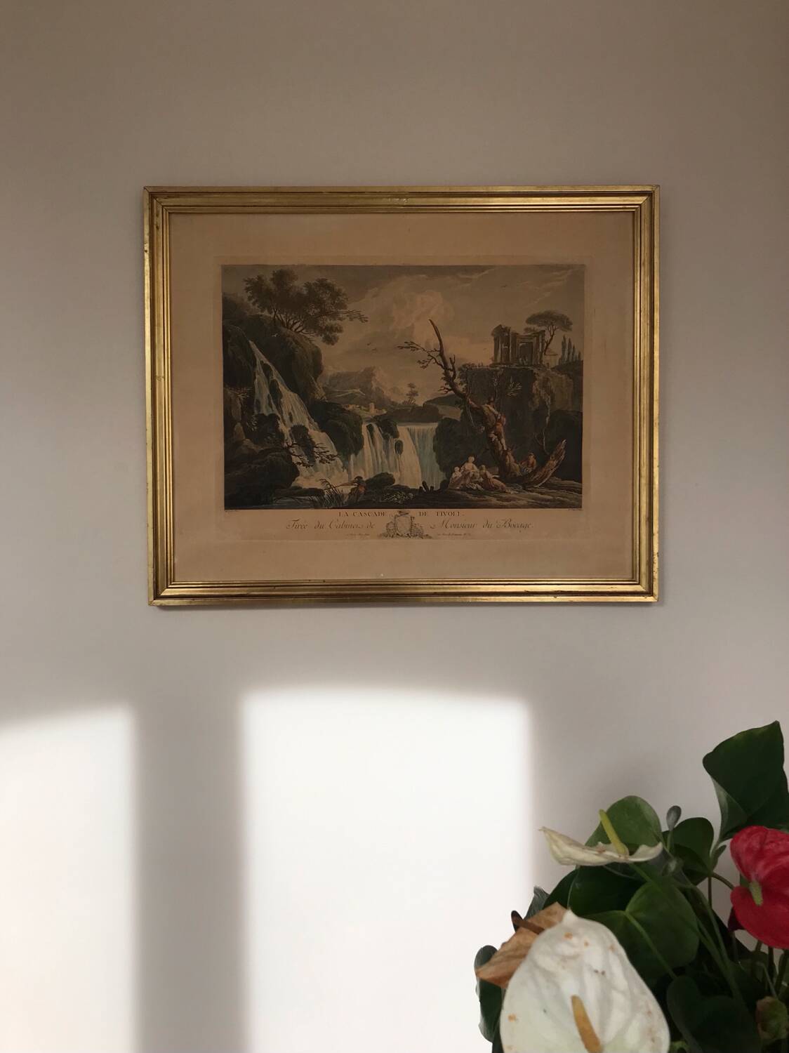 LACROIX of MARSEILLE. The Cascade of Tivoli, 1760. Enhanced etching.