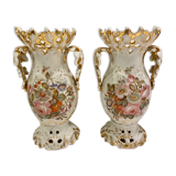 Pair of 19th decorative vases in Paris porcelain