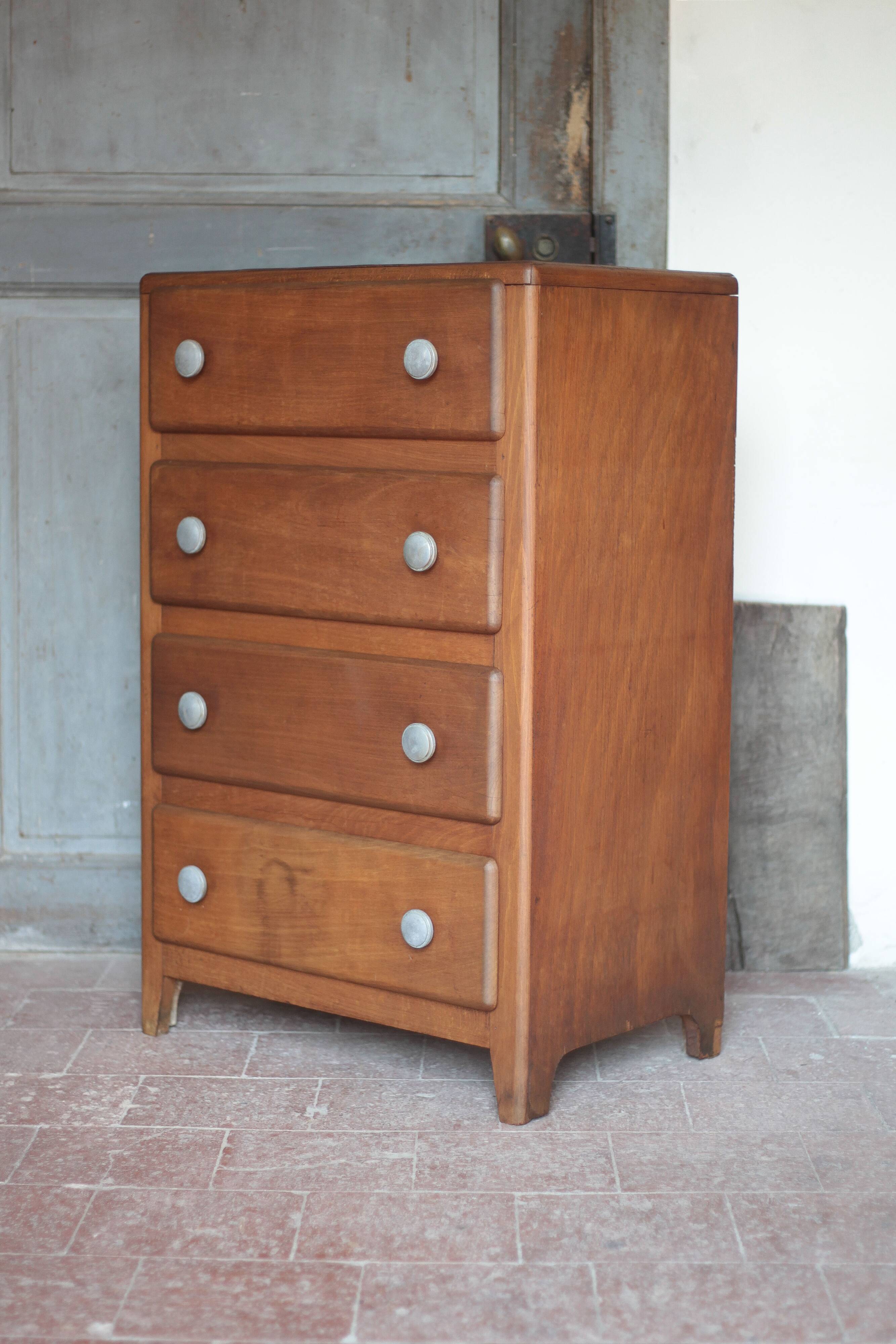 Vintage drawer unit, Art Deco wooden furniture, chest of drawers, tallboy.