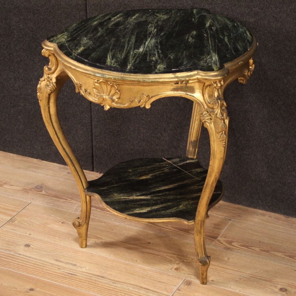 Gilded and lacquered faux marble living room coffee table