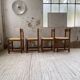Set of 4 elm straw chairs from the 50s