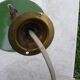 Industrial wall lamp in enameled sheet metal, brass swan neck