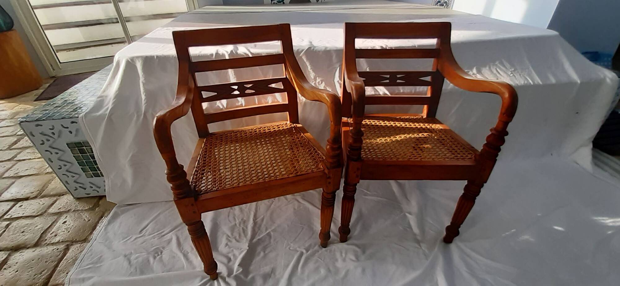 Set of two antique handcrafted children's armchairs