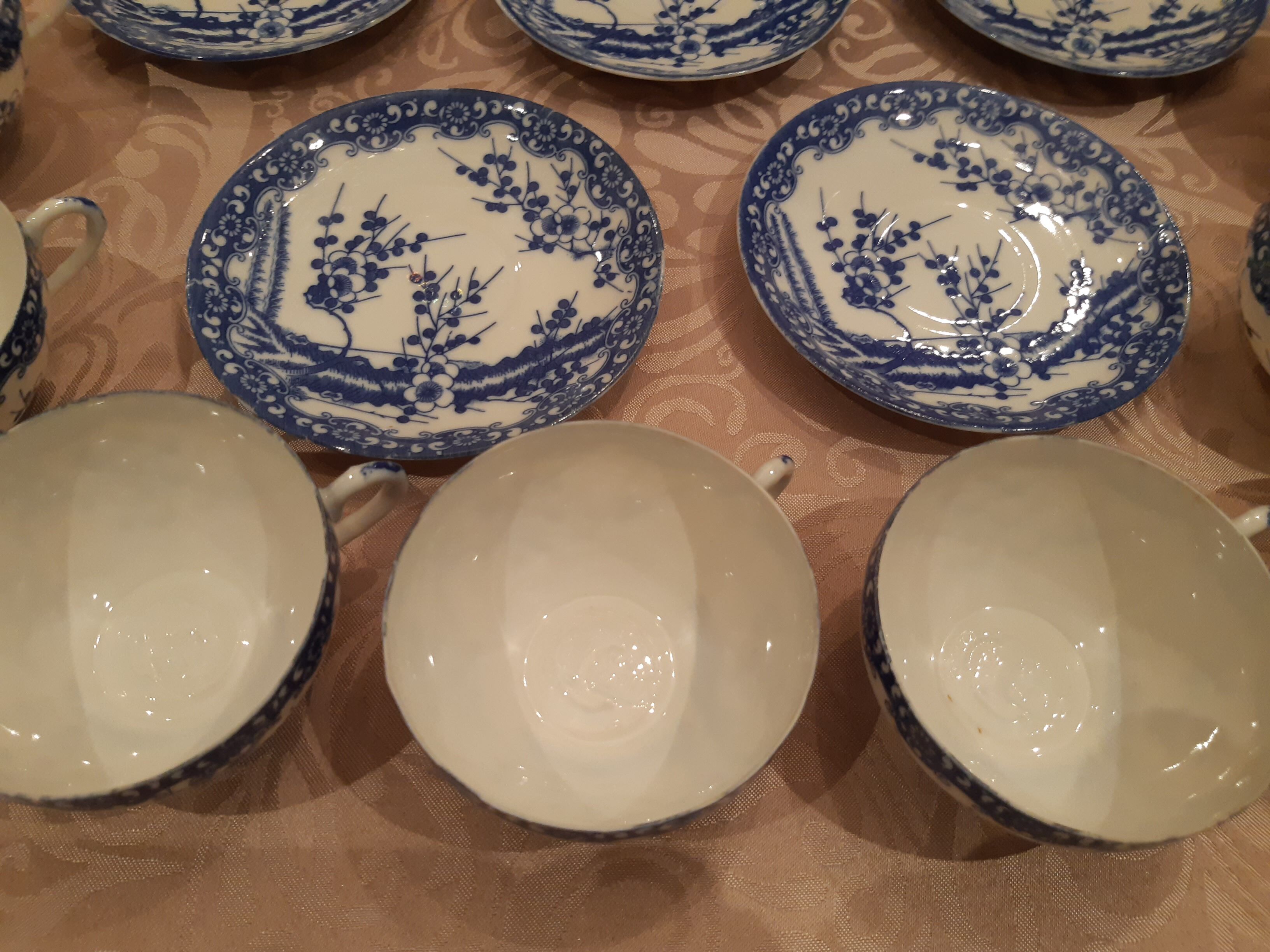 Tea set, 8 cups, fine porcelain from Japan, 40s/50s