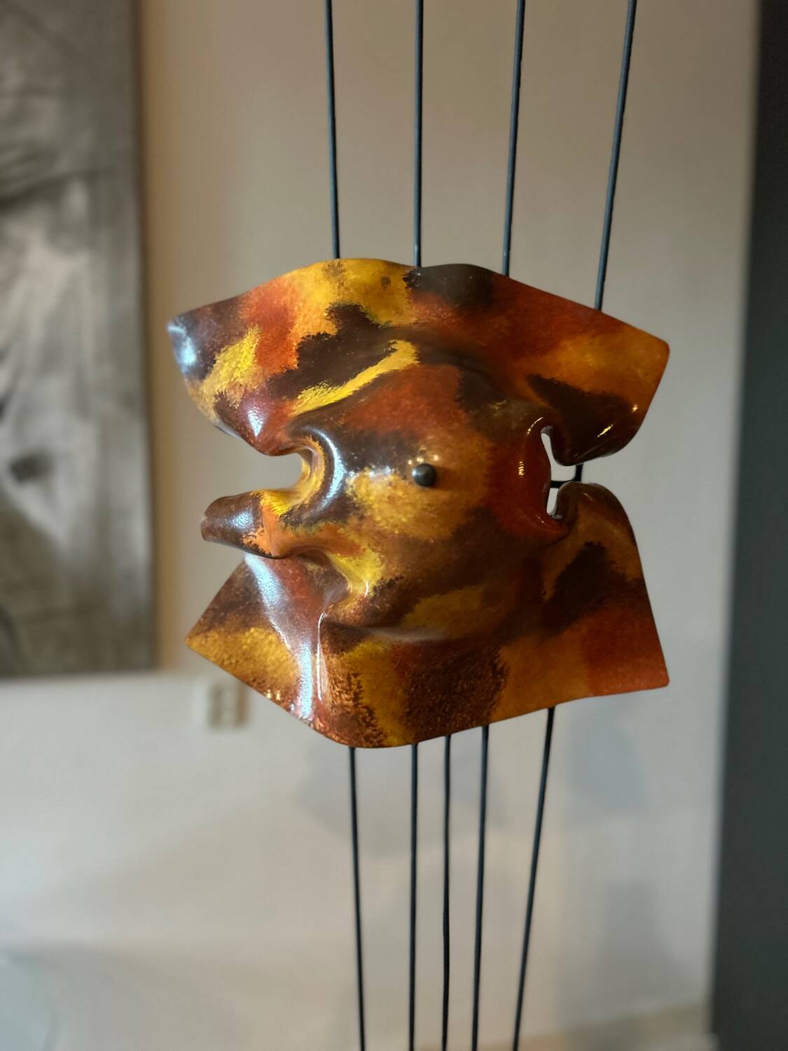 Lampe de sol vintage sculpturale – Verre artistique fait à la main