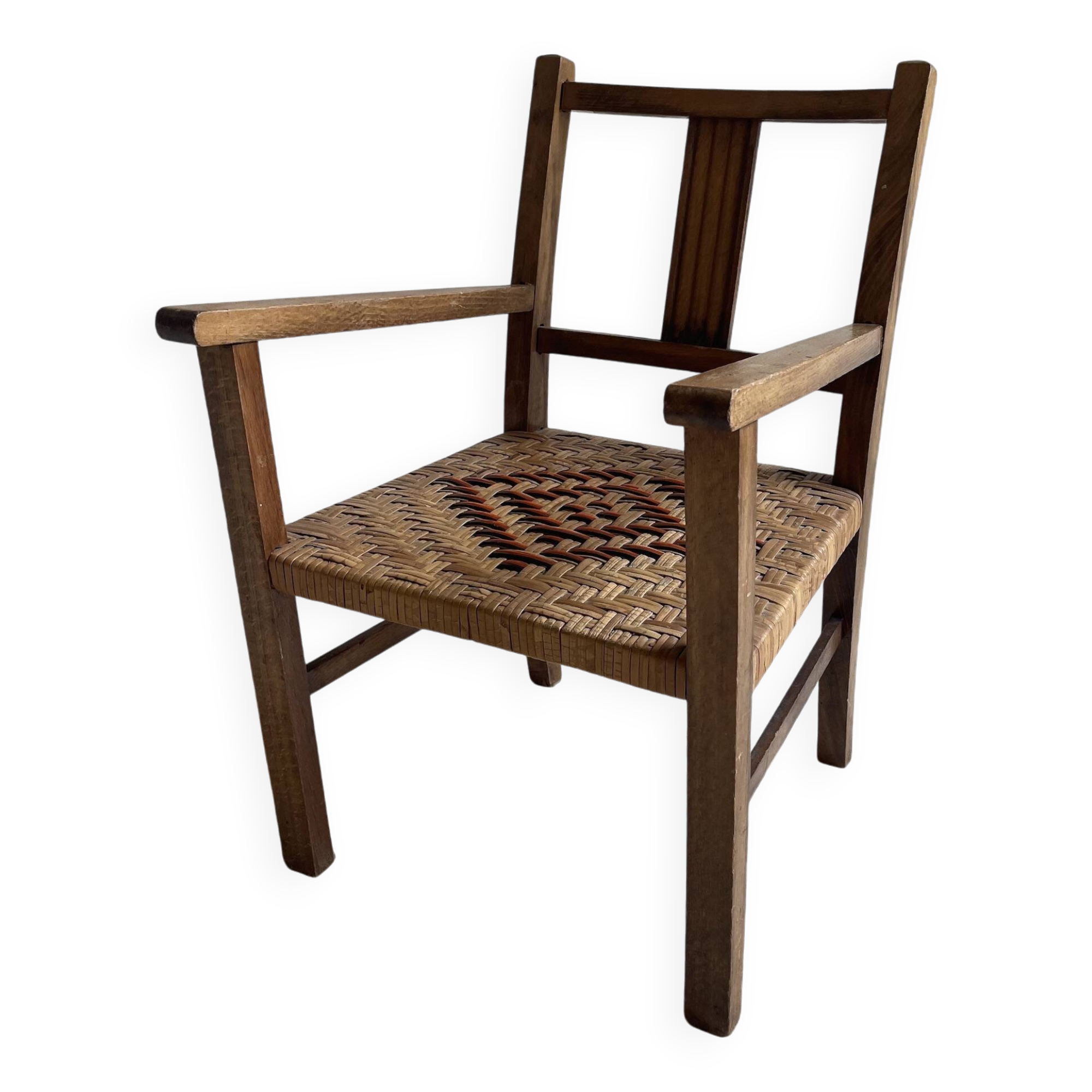 Children's armchair with wicker seat