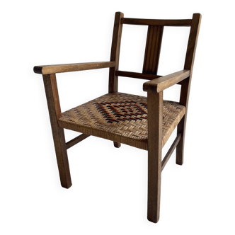 Children's armchair with wicker seat