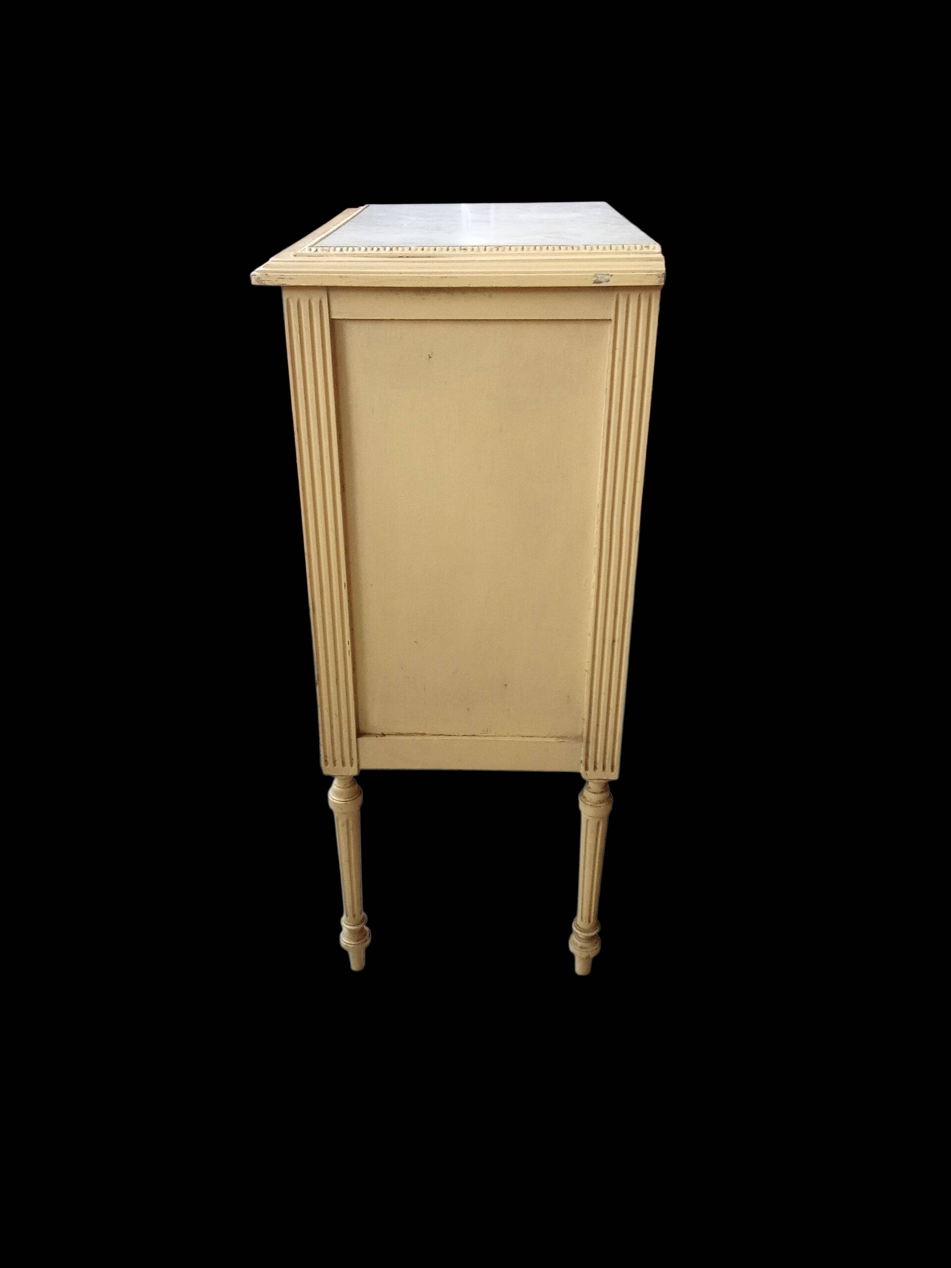 Antique small side table, Louis XVI style chest of drawers