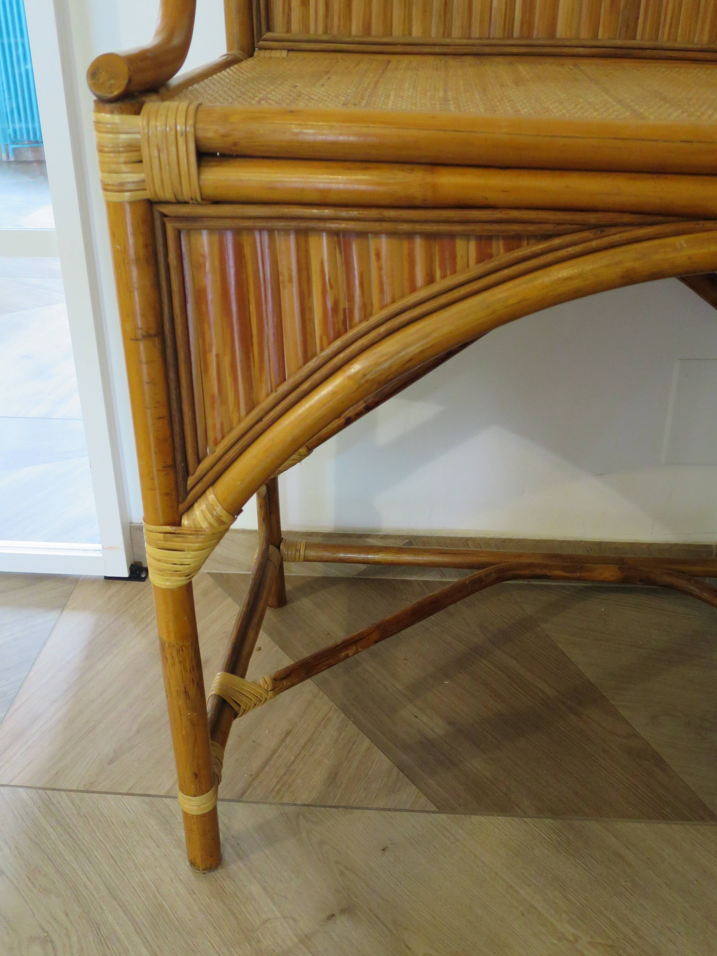 Vintage console/desk made of natural woven rattan, 1960s