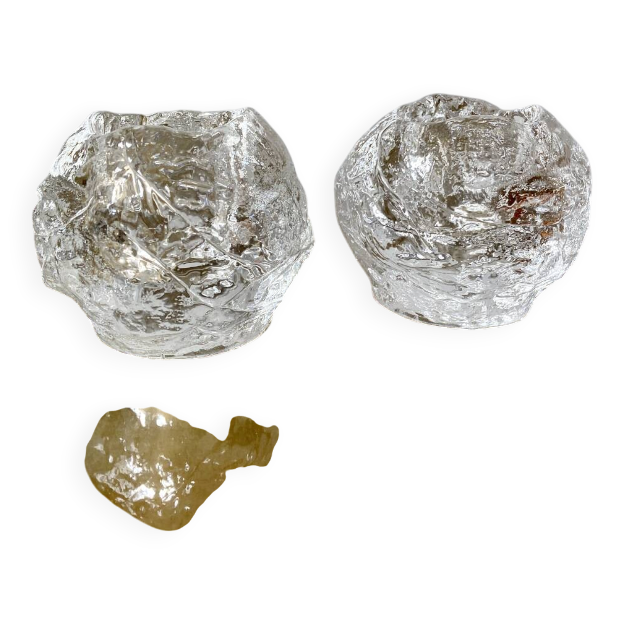 Pair of candlesticks "Snowball" – Ann Wolff for Kosta Boda, Sweden (1973)