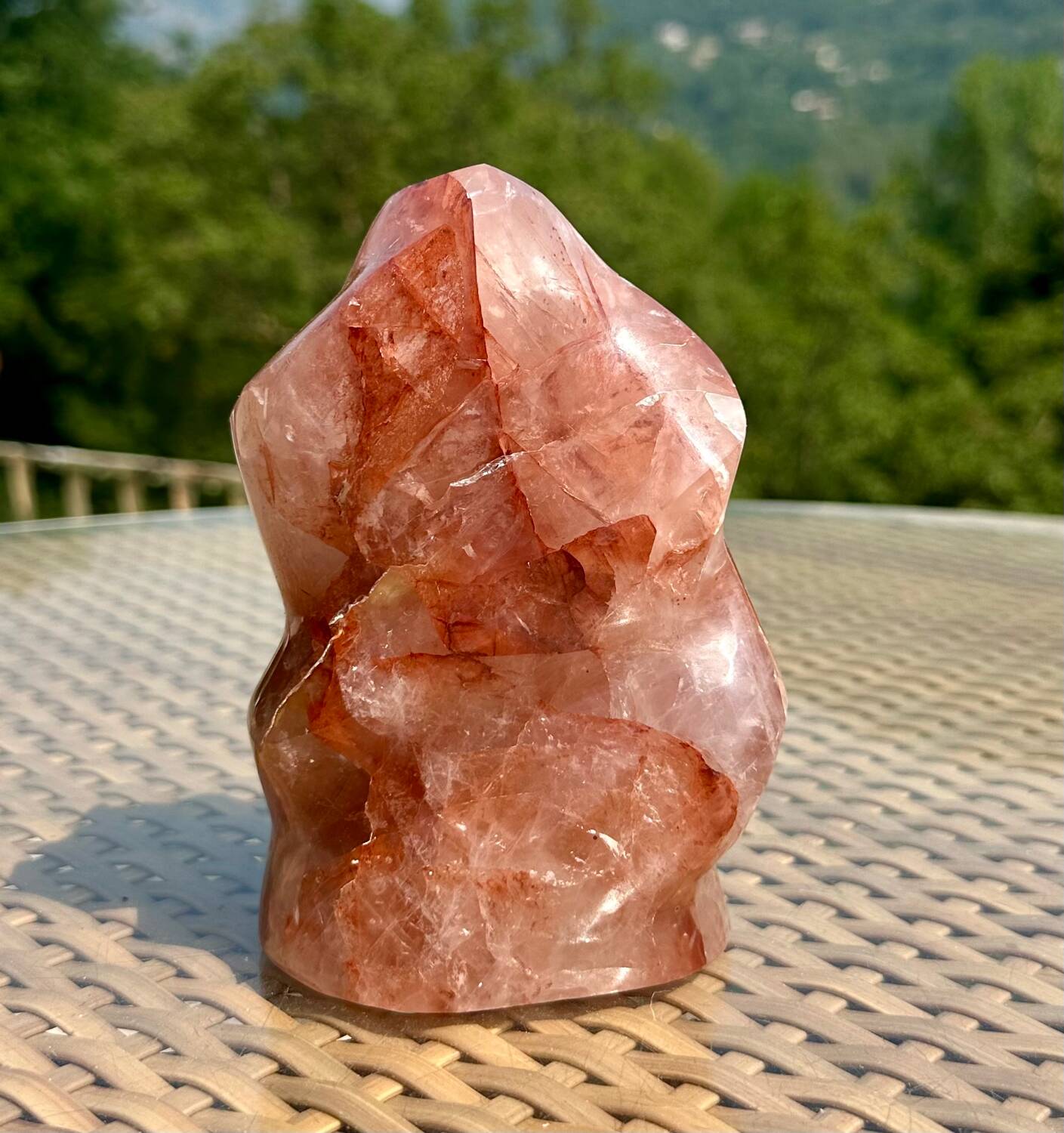 Hematoid Quartz Crystal Flame Sculpture