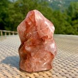 Hematoid Quartz Crystal Flame Sculpture