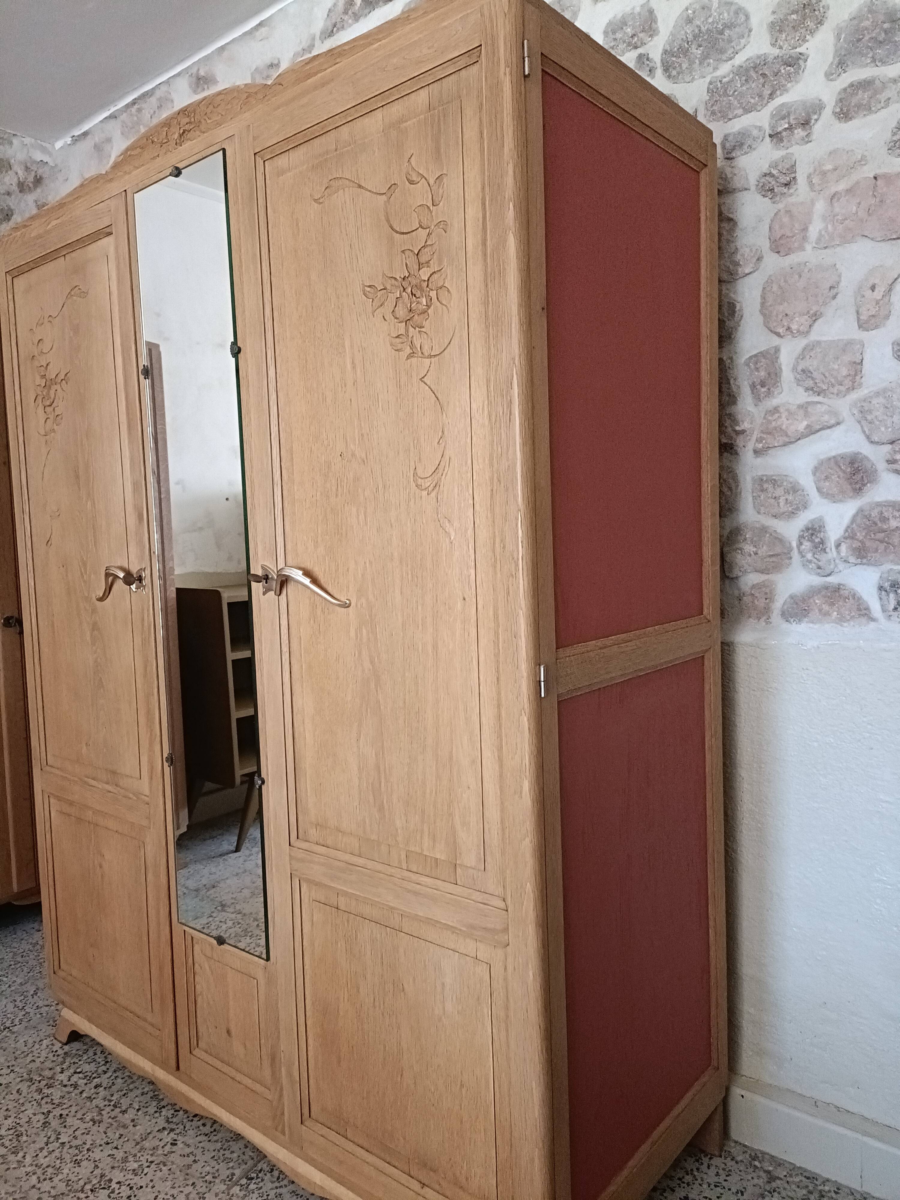Renovated Art Deco oak wardrobe