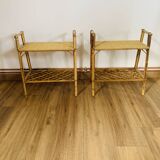 Pair of rattan bedside tables