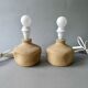 Pair of stone lamps with flower shades, 1970