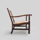 Mid-century rustic wooden armchairs with woven seat and back